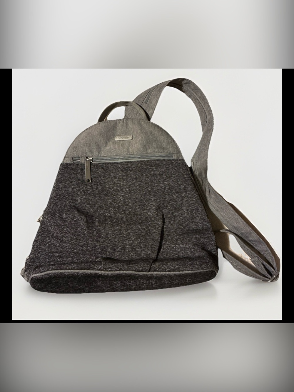 baggallini Securtex Anti-Theft Gray Convertible Backpack & Wristlet RFID 12” EUC